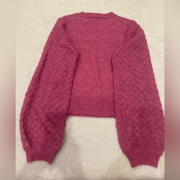 Lulu's Fuchsia Sweater with Patterned Sleeves - Picture 5 of 6